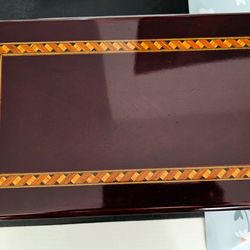 Great condition lacquered wood jewelry/accessories box with velvet lining - from Korea.