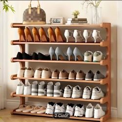 Space-Saving Bamboo Shoe Rack - Multi-Layer, Freestanding Organizer with Wood Grain Finish for Dorms & Entryways, Easy Assembly, Brown 