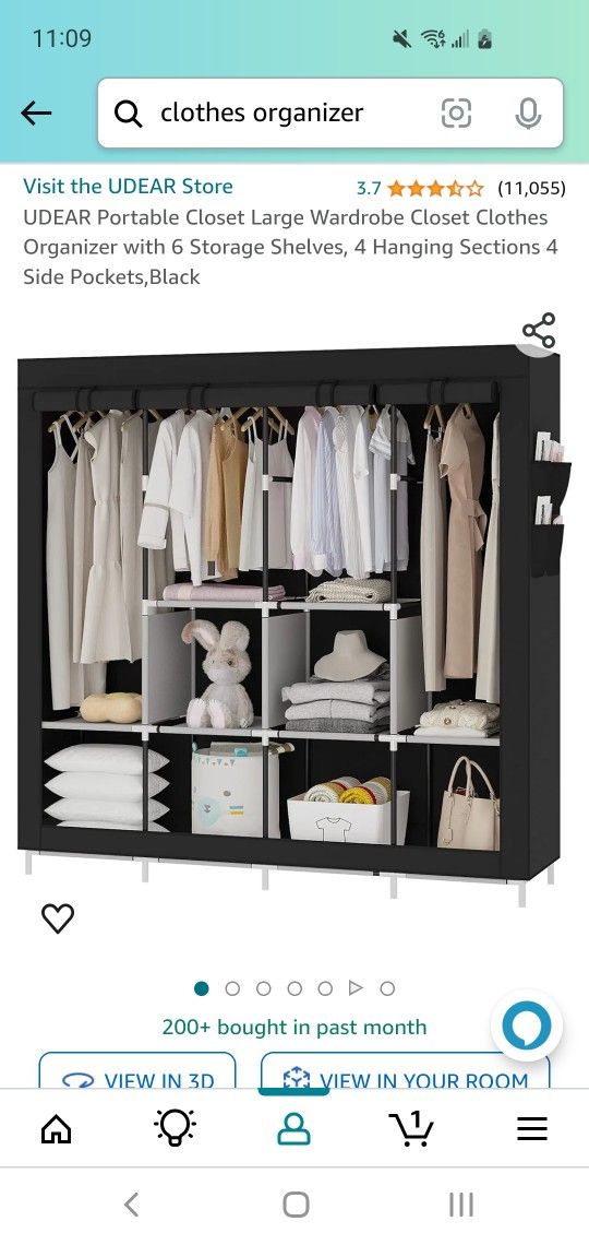  Portable Closet Large Wardrobe,Black