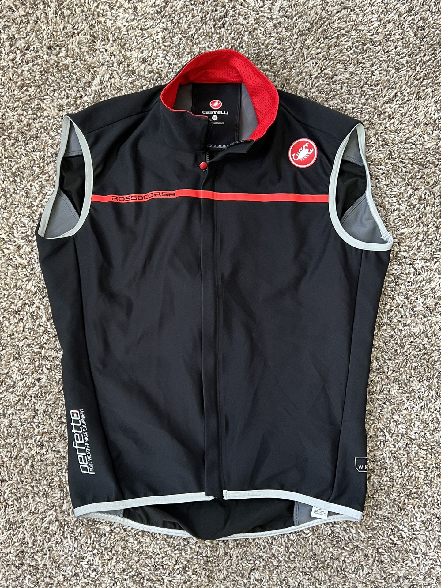 Castelli Rosso Corsa Vest Men Black/Red Cycling Size XL Windstopper NICE 🚴💨