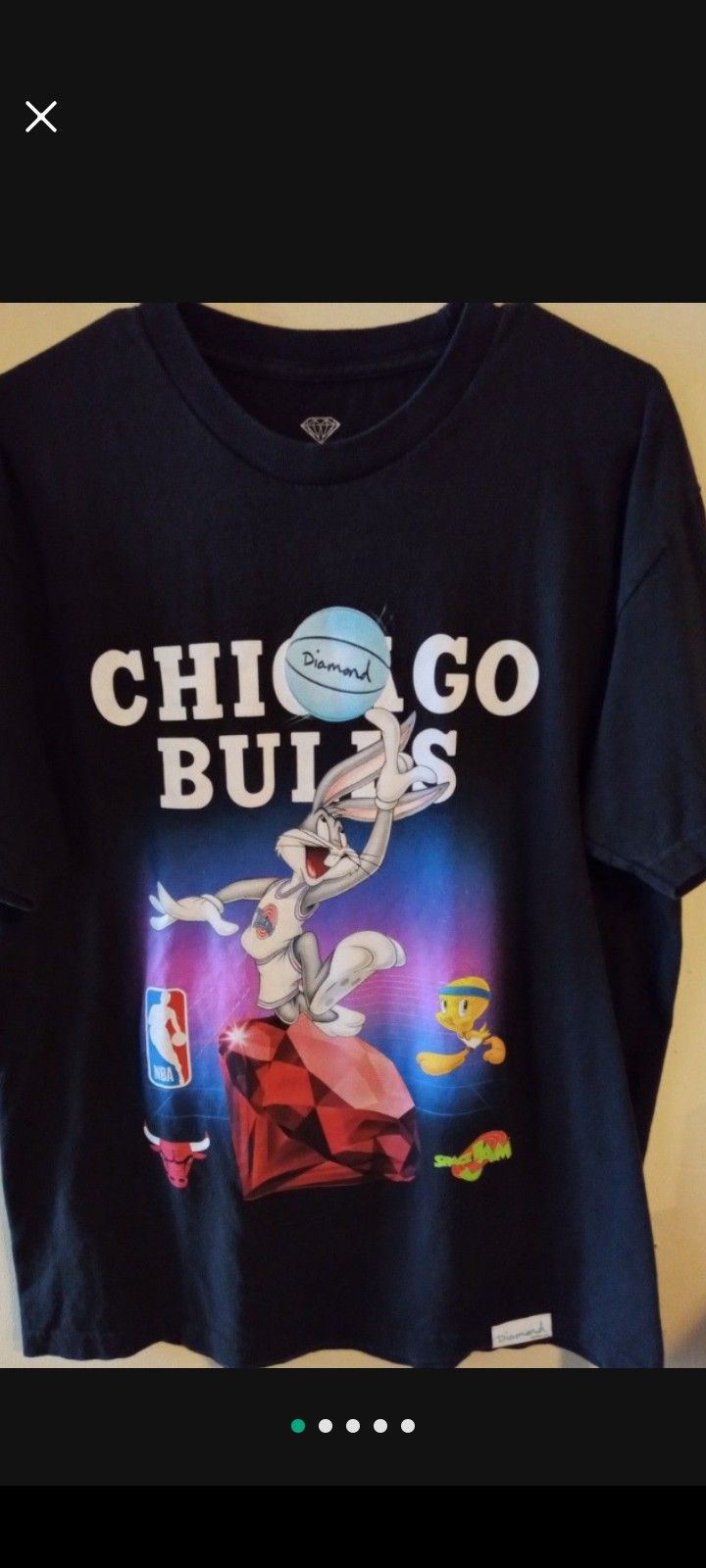 π₯ ONLY $40!! EXX FLAWLESS COND RARE&COLL. LG BLK DIAMOND SUPPLY CO/CHICAGO BULLS/LOONEY TUNES COLLAB 100 COTTON HEAVYWEIGHT SHIRT!