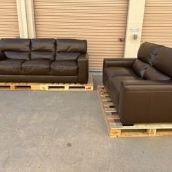 New_Open Box_Costco Rawlins Leather Sofa & Loveseat Combo_50% Off