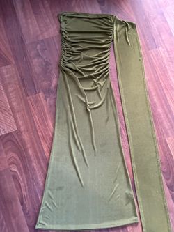Olive Green Ruched Maxi Dress