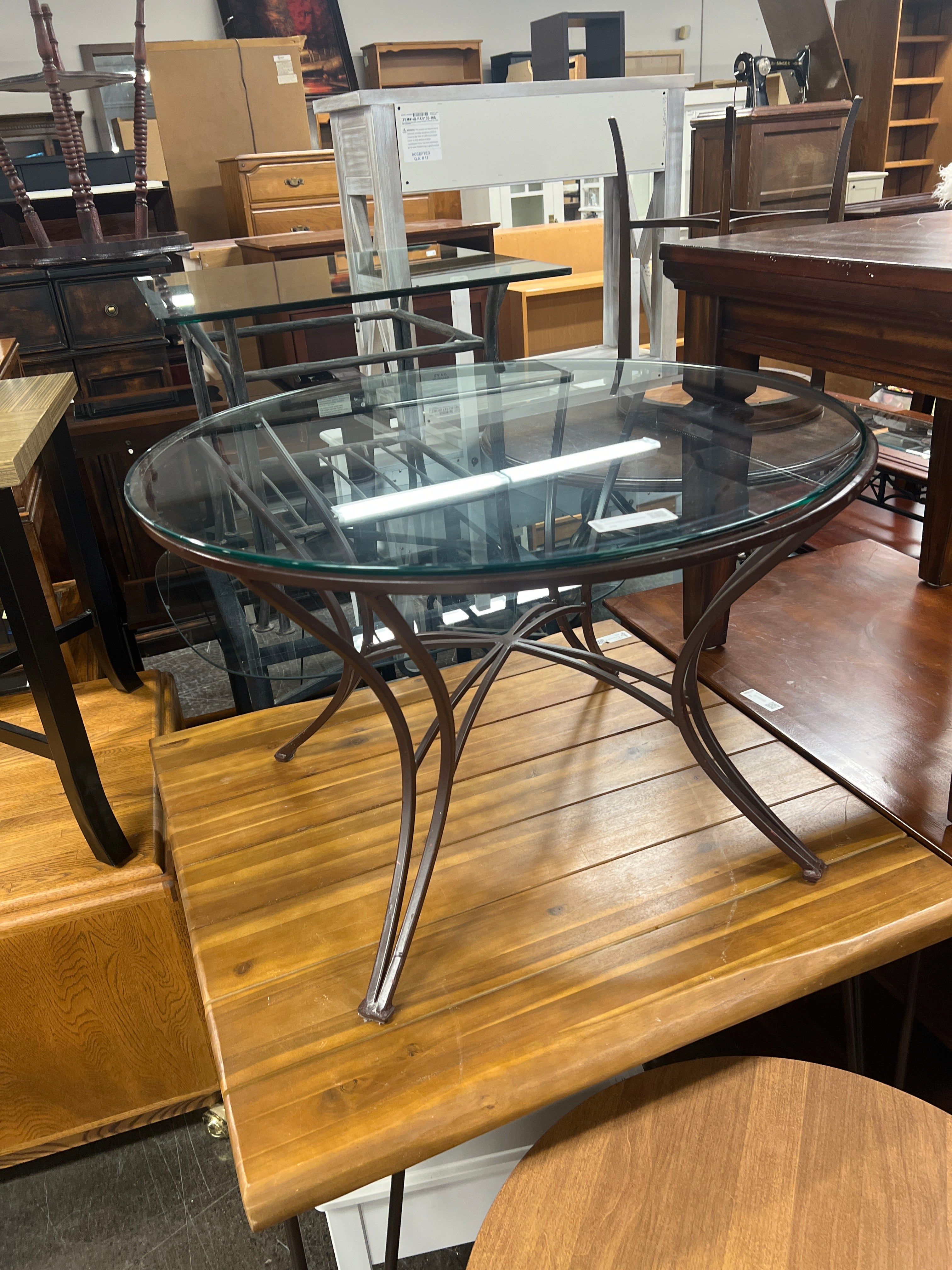 Round Metal and Glass table