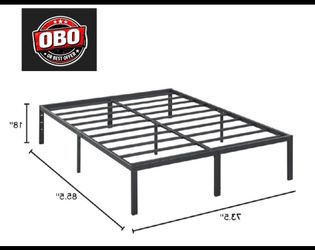 Time To Sleep! Olee Sleep 18” Black Heavy Duty Steel Slat Anti-Slip Platform Bed Frame,Cal King- OBO!