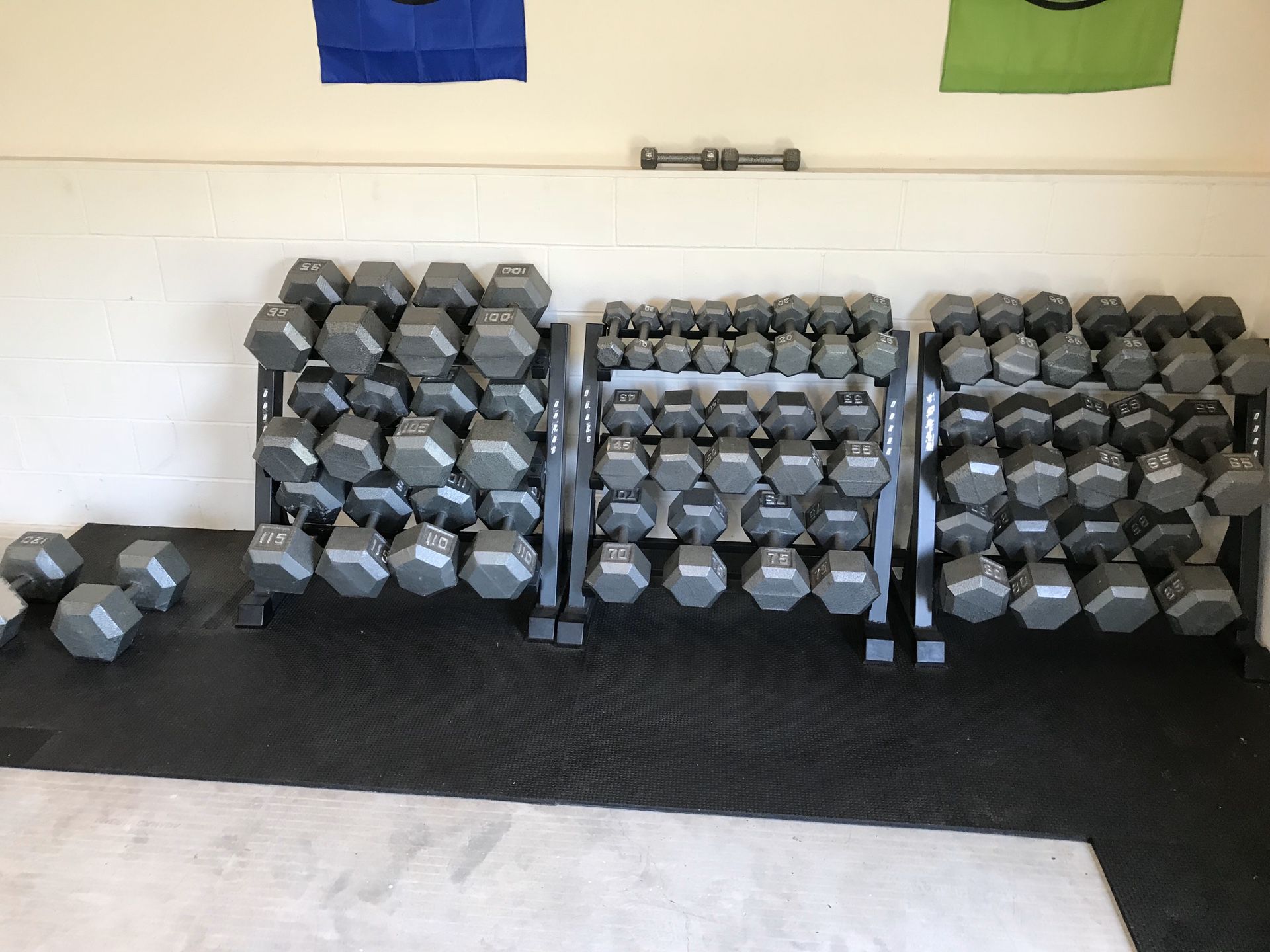 Entire dumbbell set with racks