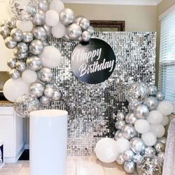 Silver Shimmer Wall Backdrop Halloween Parties Disco Wedding Shimmer Backdrops Panels Christmas Glitter Wall Background for Bachelorette Party Bridal 
