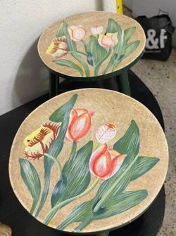 PAREJA DE SILLISTA DE MADERA PINTADA