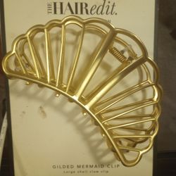 Gold Tone Metal Hair Accessory, The Hair Edit Gilded Mermaid Shell Claw Clip