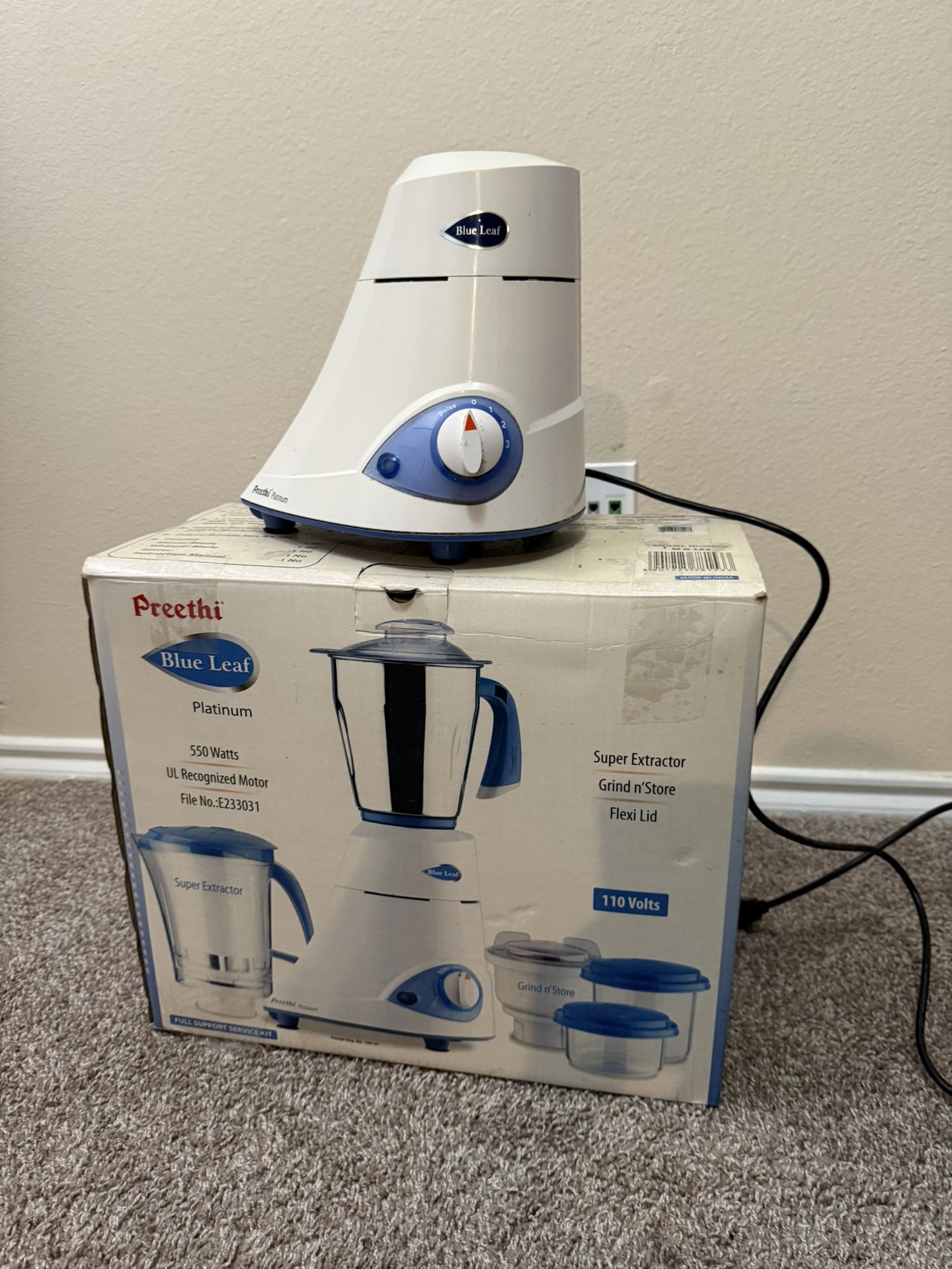 Preethi Blue Leaf Platinum Mixer Grinder - 550W - Gently Used