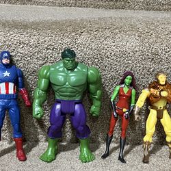Marvel lot of 4 figures 6” Hulk Gold Ironman Gamora Captain America