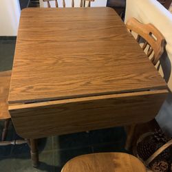 Vintage Table Kitchen Dining Oak Wood  Formica Top Drop Leaf w Chairs Oh My !!!!$185  Obo ! 