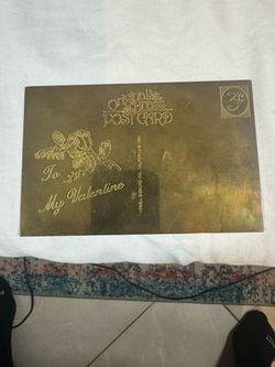 vintage 1990 metallic brass-finish decorative postcard