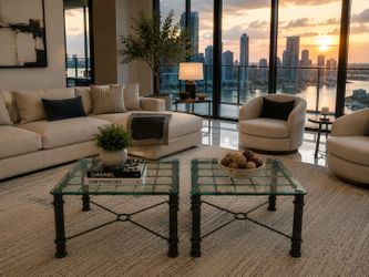 Luxury Glass Top Accent Table Set (2)