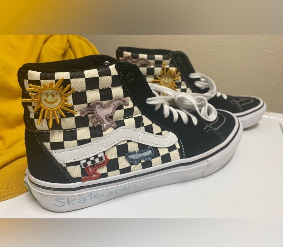 Vans X Skateistan Skate Sk8-Hi Checkerboard Skate Shoes, Mens Size 10