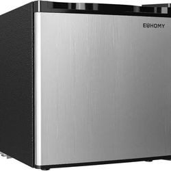 1.7 Cu.Ft Mini Fridge with Freezer, Reversible Single Door Compact Refrigerator, Adjustable Thermostat, Energy Saving, Mini Fridge for Bedroom, Office