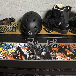 Liquid force shane Bonifay Wake board 134 WHOLE KIDS KIT Helmet Small boots USA 5-7m rope and handle and Wake board vintage WET TECH Carrying bag