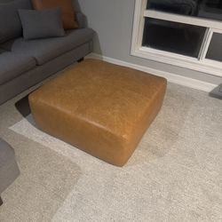 Full Grain Leather Ottoman 