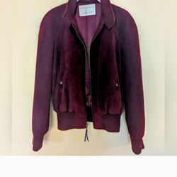 Vintage Maroon Suede Bomber Jacket Jeffrey Banks for Lakeland