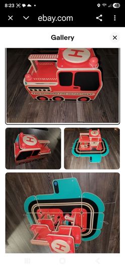FAO Schwarz Fire Department Wooden Toy Playset