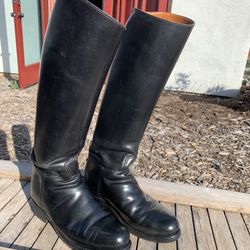 womens tall black leather riding boots size 8