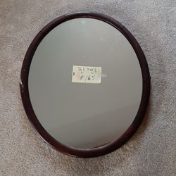 #165 Antique Oval Wood Mirror 32 1/4 ×  26 1/14