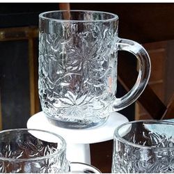Princess House Fantasia Crystal Mugs handled coffee hot cocoa cups 4 10 oz mugs