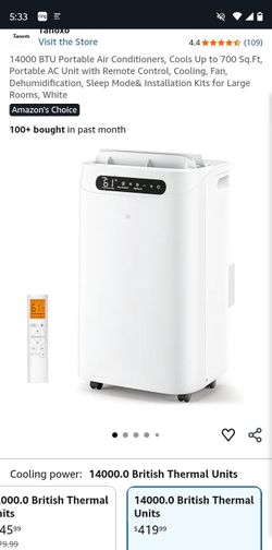 NEW-IN BOX-14000 BTU Portable Air Conditioners, Cools Up to 700 Sq.Ft, Portable AC Unit with Remote Control, Cooling, Fan, Dehumidification, Sleep Mod