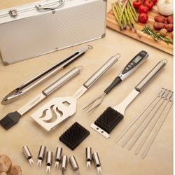 Cuisinart 20-Piece Deluxe Grill Set with Digital Thermometer –  in Aluminum Case