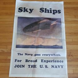 Vuntage 1970s Repro WW1 Era Navy Recruitment Poster.  