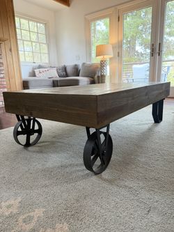 Rustic Coffee Table with Wheels
