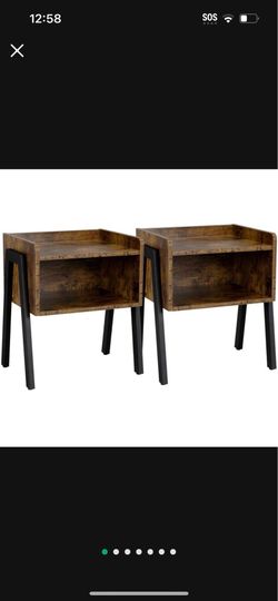 Bedside Table Set of 2 - Nightstand End Table with Open Front Storage