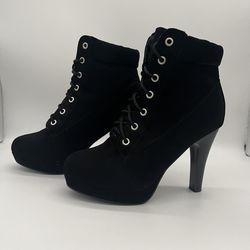 Top Moda Lace Up Platform Chunky High Heel Ankle Booties