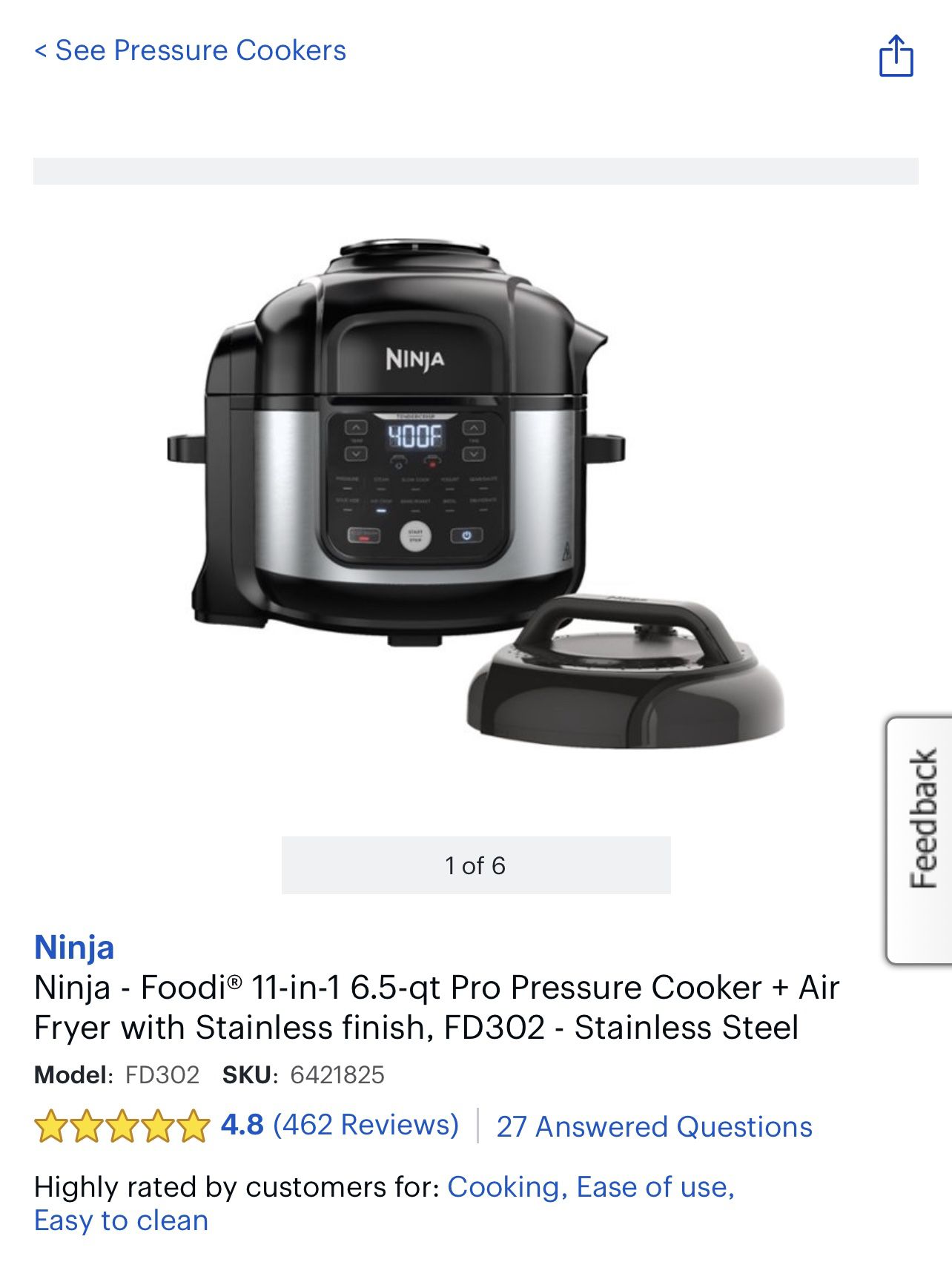 Ninja - Foodi 11-in-1 6.5-qt Pro Pressure Cooker + Air Fryer with Stainless  New