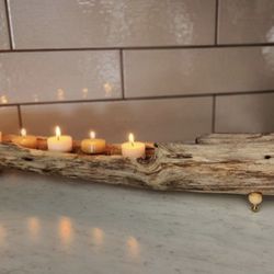 Handmade Driftwood Candle Holder 