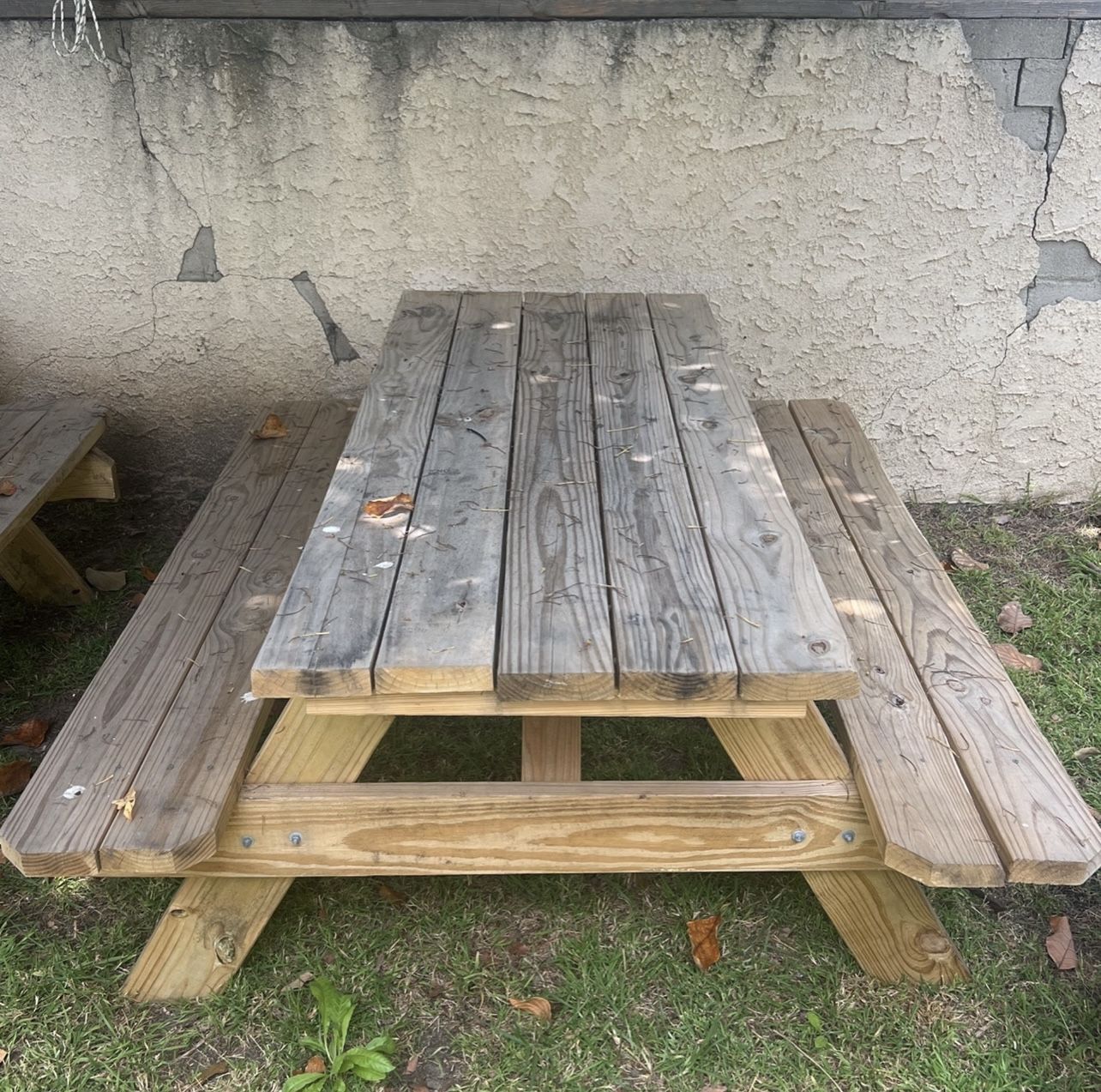Wooden picnic table