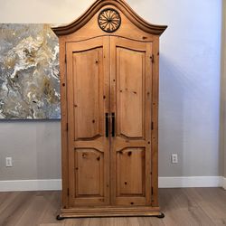 87” Tall Solid Wood Arched Armoire Wardrobe Closet Storage Cabinet