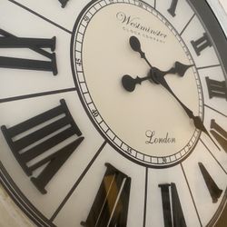 Westminster Clock Company London, Large White Wall Clock, Battery Operated