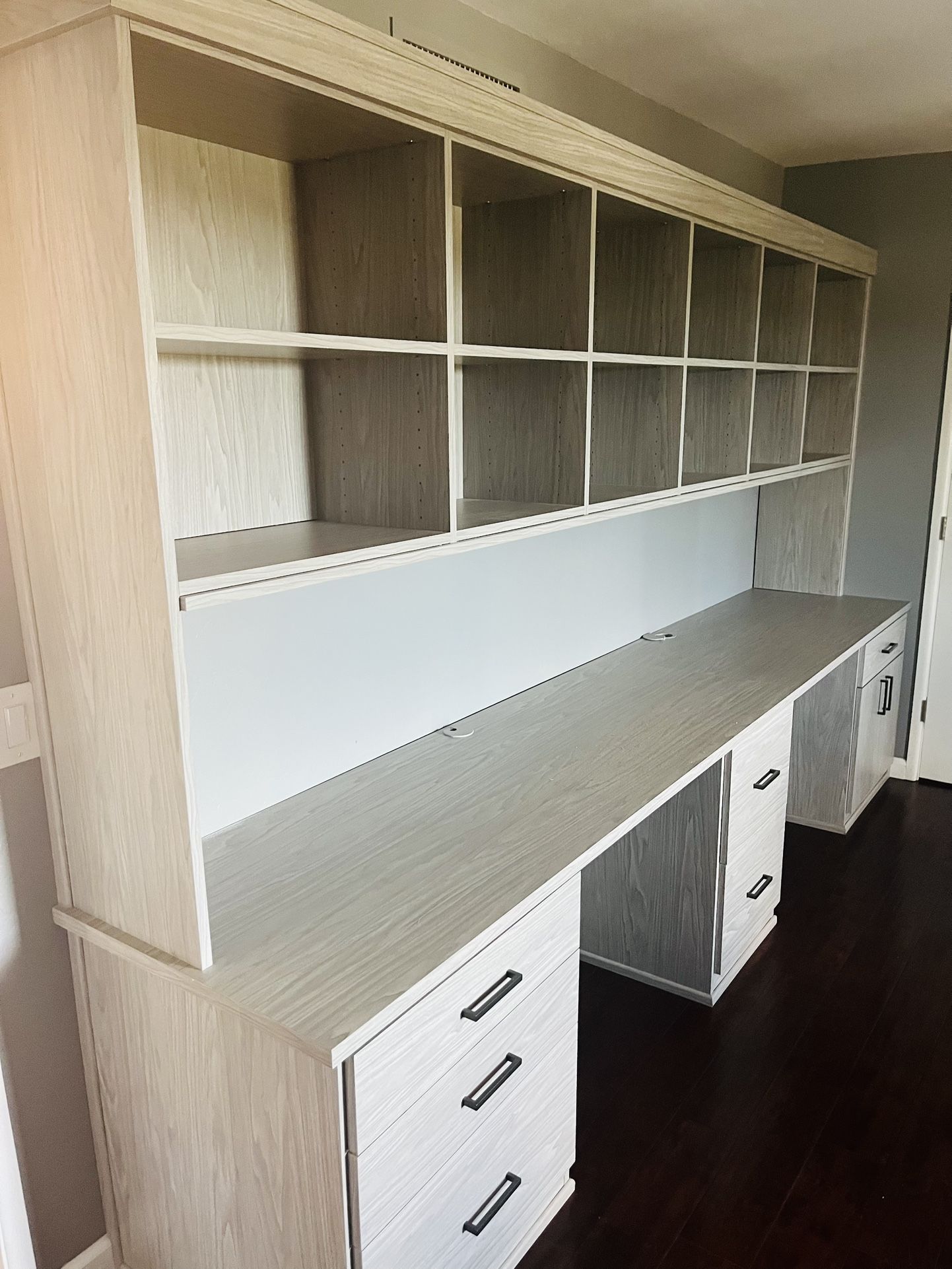 Custom California Closets Double Workstation with Storage – $4,500