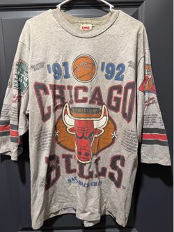 Vintage Long Gone Chicago Bulls All Over Print 3/4 Sleeve Shirt Sz L