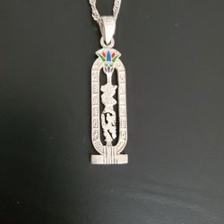 Egyptian Cartouche 925 Silver Pendant Necklace 
