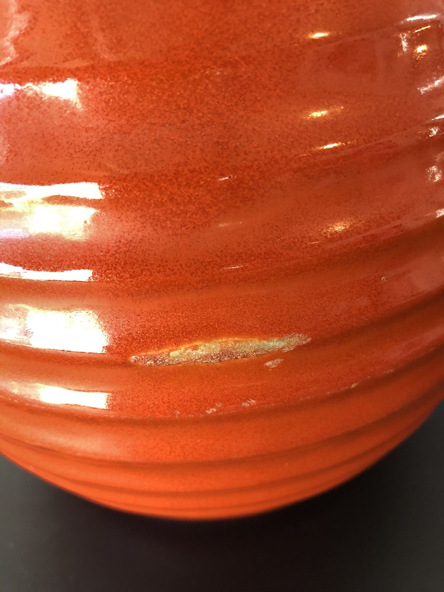 Antique LARGE Bauer 2 Qt Orange Ringed Pitcher Jug Pottery Vintage