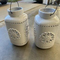 Large White Ceramic Lanterns 