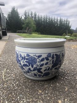 Oriental style blue and white vase