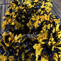 FREEE 3 sets of gold and navy pom poms