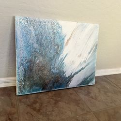 16x20 Small BRAND NEW Hand Painted Original Abstract Artwork Blue and Gold