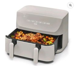 CRUXGG 10QT Air Fryer Dual Baskets Digital Nonstick Gray Basket Tri-Zone