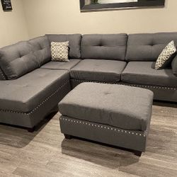 Sectional Sofa Set With Ottoman 