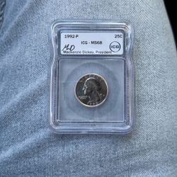 1992-P Mackenzie Dickie, President. Quarter