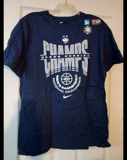 Nike Tee UConn Huskies Basketball T Shirt Lg Navy 2023 Final Four Champs NCAA